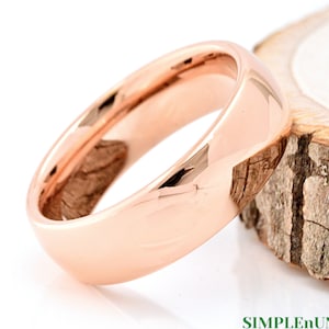 Rose Gold Wedding Band, Tungsten Ring, Mens Tungsten Wedding Ring, 7mm Rose Gold Ring, Men&#39;s Wedding Band