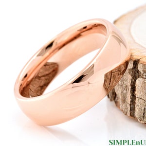 Rose Gold Wedding Band, Tungsten Ring, Mens Tungsten Wedding Ring, 7mm Rose Gold Ring, Men's Wedding Band