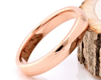 Rose Gold Tungsten Engagement Ring, Mens Rose Gold Wedding Band, 4mm Ring, Tungsten Carbide Rose Gold Wedding Ring, Tungsten Promise Ring