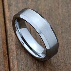 6mm Tungsten Carbide Wedding Band Ring - Brushed Center, Free Engraving, Men's & Women's Sizes