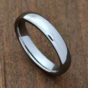 4mm High Polished Dome Tungsten Carbide Minimalist Engagement Ring Mens Womens Promise Ring Tungsten Wedding Band Anniversary Gift