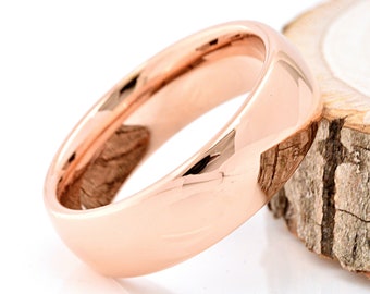 Rose Gold Wedding Band, Tungsten Ring, Mens Tungsten Wedding Ring, 7mm Rose Gold Ring, Men's Wedding Band