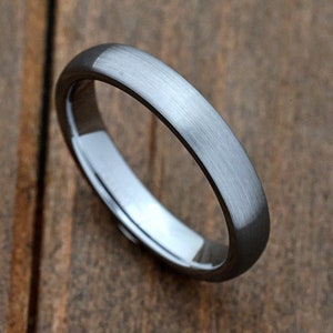 4mm Brushed Finished Dome Tungsten Carbide Band, Tungsten Carbide Engagement Ring, Engraved Promise Ring, Anniversary Gift, Comfort Fit