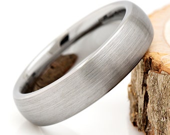 Wedding Band Mens, 6mm Silver Tungsten Wedding Ring Mens, Tungsten Band, Comfort Fit, Classic Dome, Promise Ring, Mens Engagement Band, Gift
