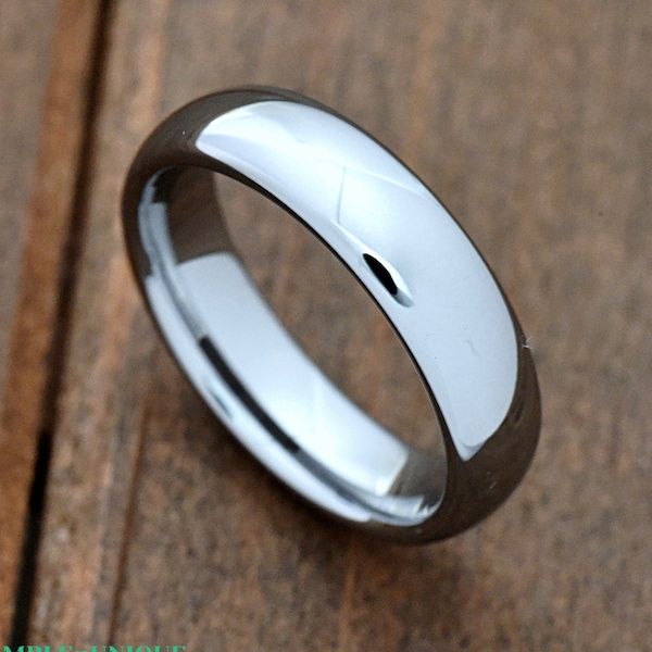Anillo de boda minimalista de tungsteno pulido de 5,5 mm, anillo de plata, anillo de compromiso para hombre, anillo de promesa de aniversario de carburo de tungsteno