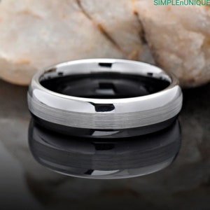 8mm Dome Brushed Center Ring, Tungsten Ring, Mens Tungsten Wedding Band