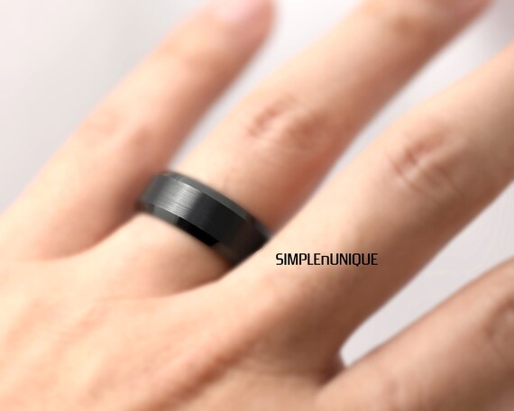 Men's 7mm Black Tungsten Carbide Ring – Matte Finish Wedding Band, Size 11, Scratch-Resistant & Hypoallergenic - View #8