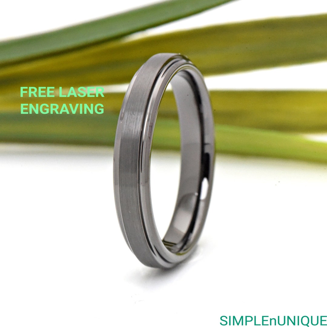 Tungsten Ring Mens Tungsten Wedding Band Gunmetal Wedding Etsy