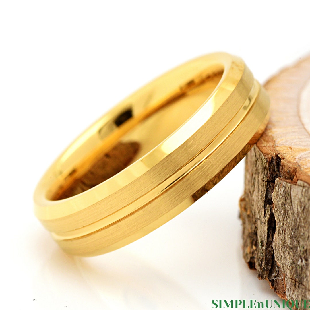 Gold Plated Tungsten Engagement Ring Tungsten Wedding Band Etsy