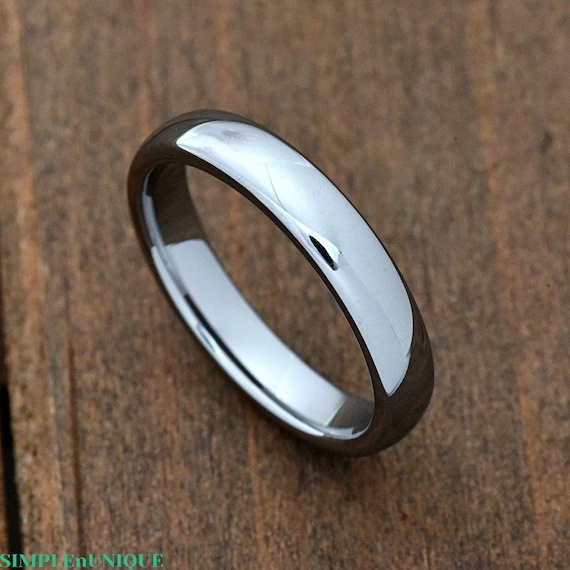 4mm High Polished Dome Tungsten Carbide Minimalist Engagement Ring Mens Womens Promise Ring Tungsten Wedding Band Anniversary Gift