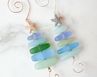 Sea Glass Christmas Tree Ornament: Handmade Holiday Decor