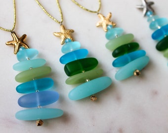 Sea Glass Christmas Tree Ornament: Coastal Holiday Decor