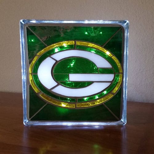 Stained Glass Green Bay Packers Panel Etsy