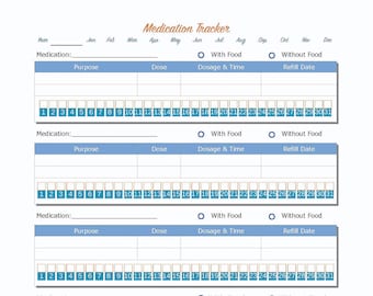 Medication Tracker, Vitamin Supplement Tracker, Health Log, Supplement Organizer, Medication Log, Vitamins Log, Health Tracker, Letter Size