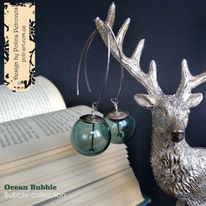 Emerald drop earrings Emerald earrings dangle Bubble earrings  Drop earrings Long earrings Ball drop earrings Hollow earrings Round earrings