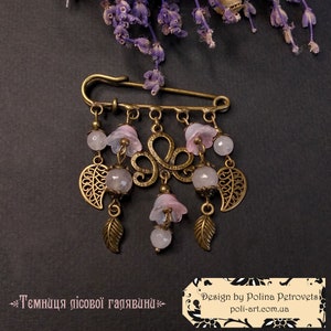 Pink flower brooch Scarf pin Shawl pin Gemstone brooch pin Charm brooch pin Safety pin Kilt pin