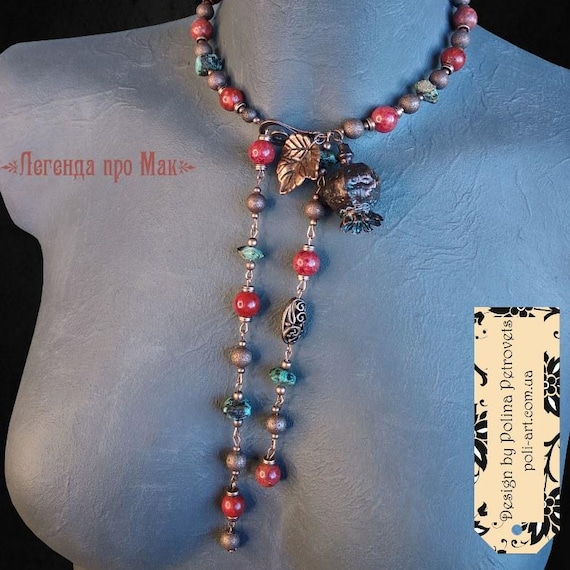 Electroformed copper poppy choker that captures the actual flower in metal — wearable botanical sculpture at a statement-piece price.