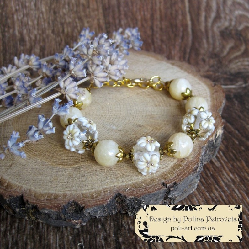 Wedding set for bride Ecru Jewelry Milk color Bracelet White Earrings pearl color jewelry Cream color bracelet Retro wedding day gift