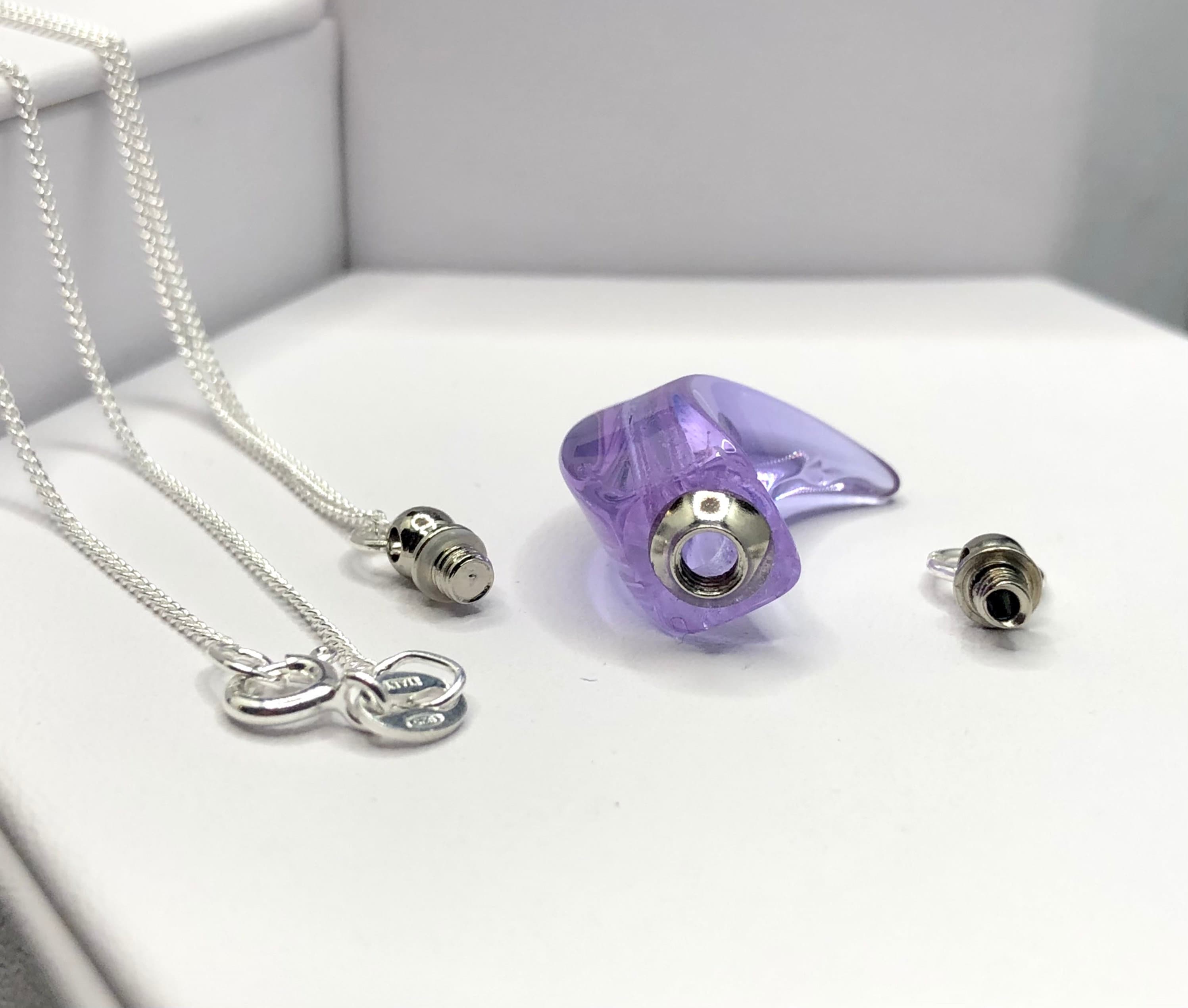 Crystal Moon Perfume Pendant Necklace, Sterling Silver Chain 