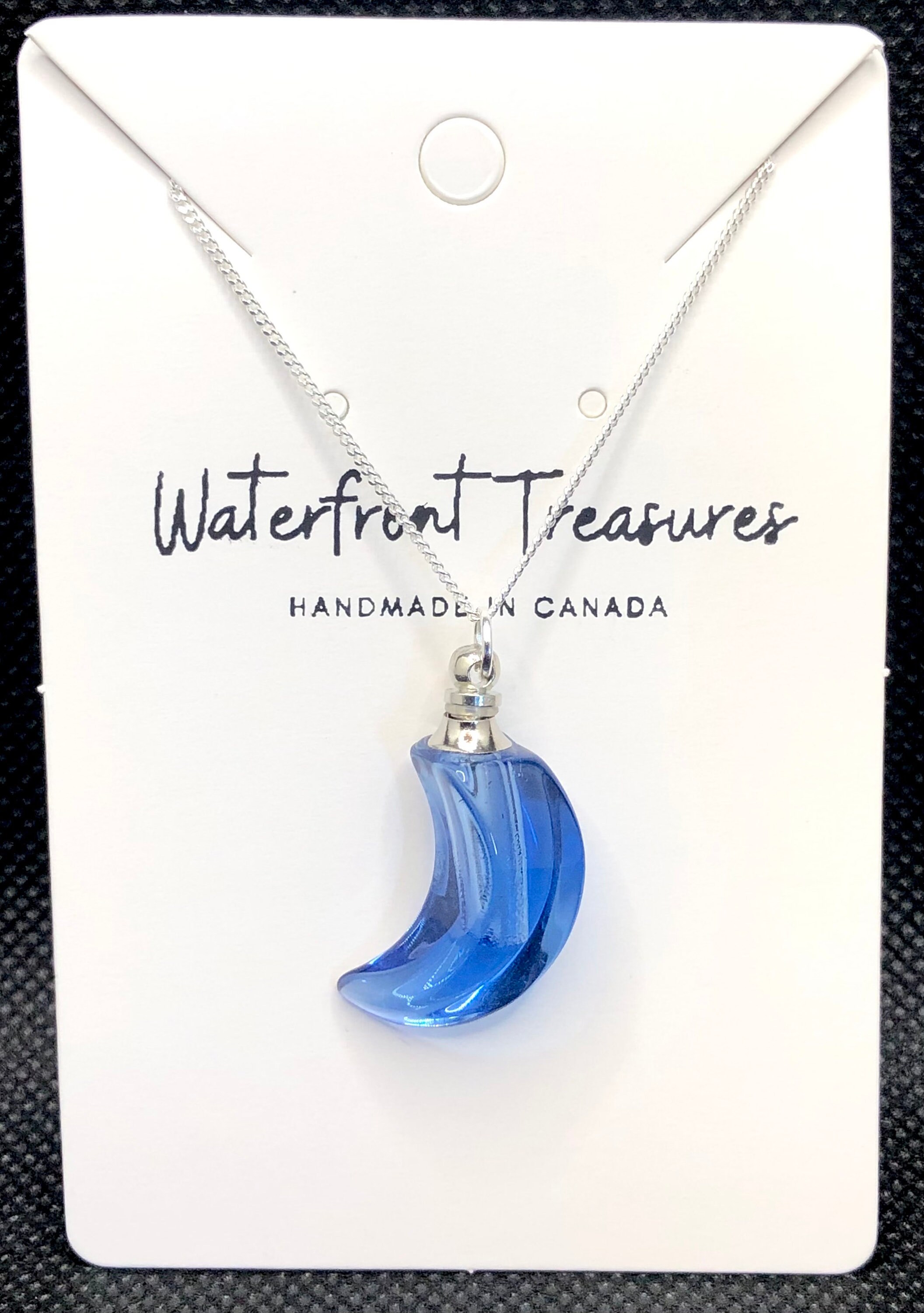 Crystal Moon Perfume Pendant Necklace, Sterling Silver Chain 