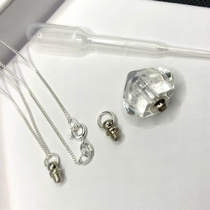 Crystal Perfume Pendant Necklace, Diamond Vial on Sterling Silver Chain