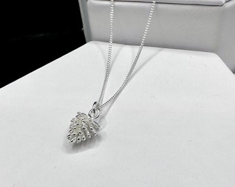 Pine Cone Necklace 925 Sterling Silver Pendant on 18-inch Chain