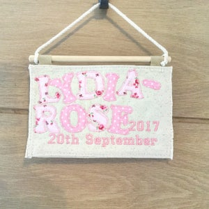 Girls Personalised door sign, baby gift, Birth announcement,  childrens door plaque, personalise 1st birthday present, personalized gift.