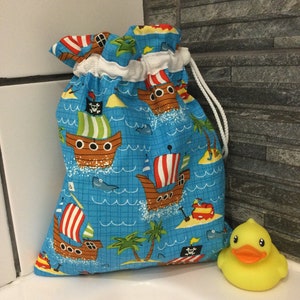 Waterproof Drawstring pirate boat toiletry wet bag.