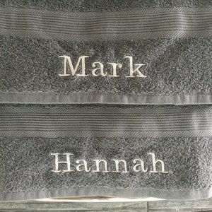 Personalised grey luxury bath towel, swimming towel, beach towel, Mrs and Mrs, baby girl towel, christening gift, gift for a boy,