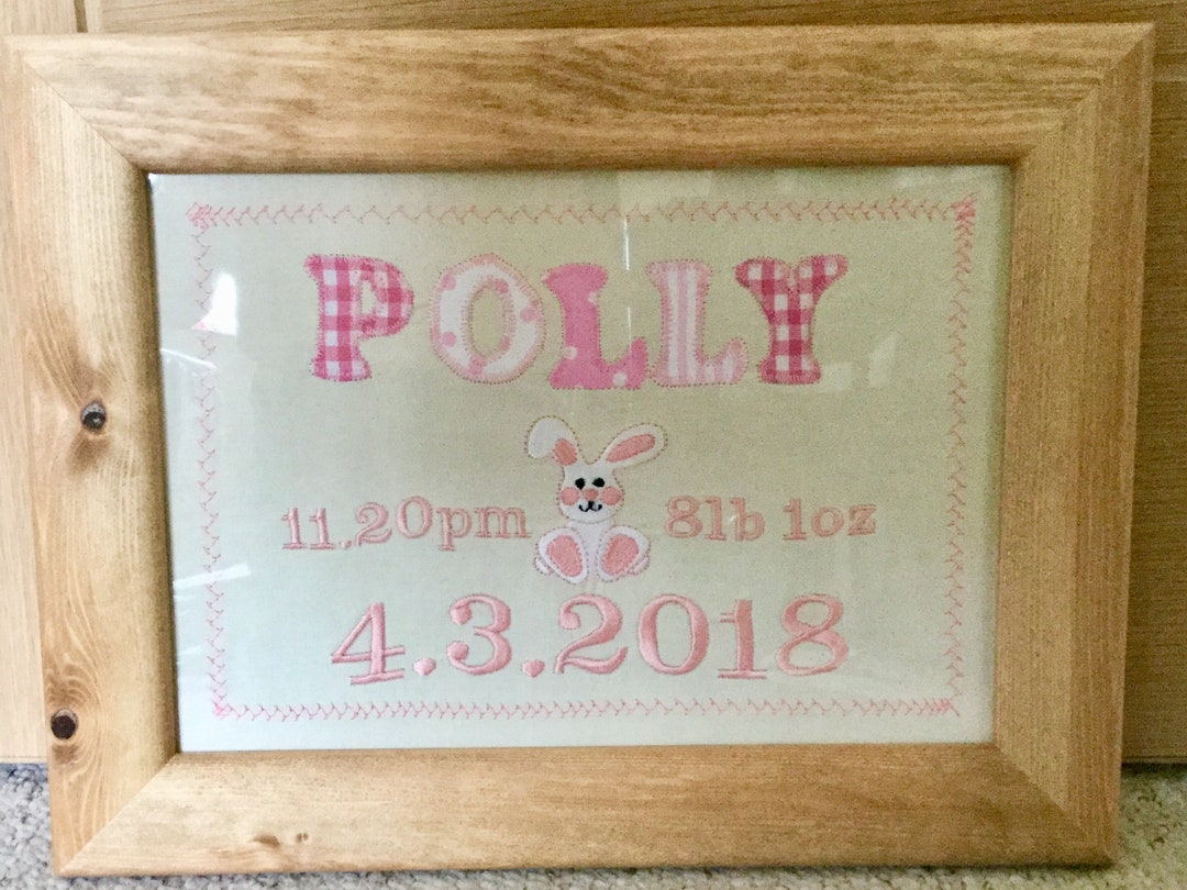 Girls Personalised Applique Name Picture New Baby Present Etsy