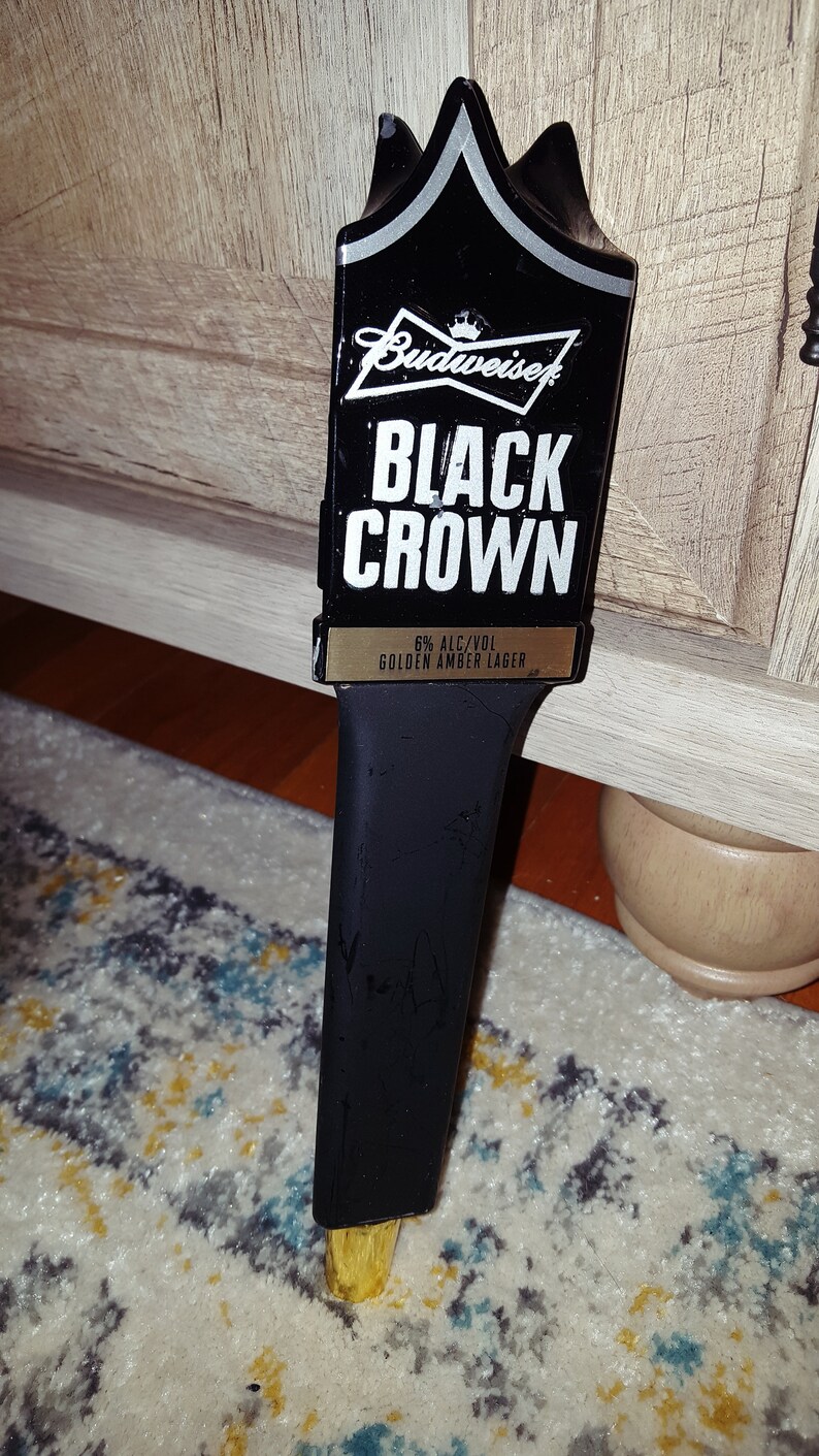 Budweiser black Crown Beer Tap Handle Etsy