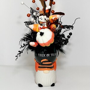 Happy Halloween Gnome Tall Centerpiece, Candy Corn Fun Party Decoration, Halloween Kid Friendly Arrangement, Handmade, Present, Gift, New