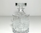Bar Liquor Bourbon Decanter, Cut Polished Crisscross Pattern Crystal Glass Square Bar Decanter 750 ML, Empty Whiskey Decanter, Gift, New