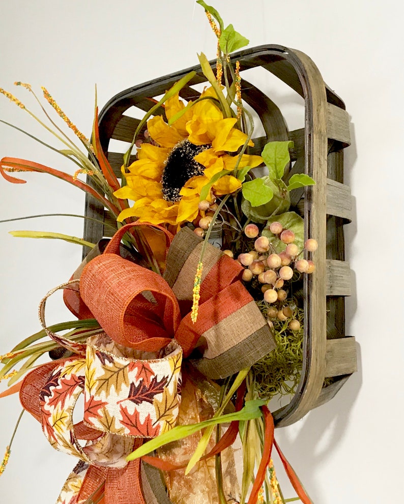 Brown Square Tobacco Basket Fall Floral Harvest Decor Fall Etsy