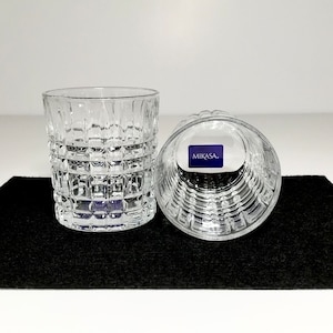 Mikasa Crystal Bourbon Scotch Liquor Cocktail Highball Glasses, Old Fashioned Rocks Bar Glasses Set 2, Crystal Glass, Holds 10 Oz Each, New
