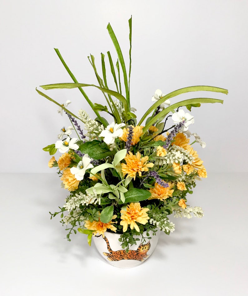 Ceramic Cat Lovers Bowl Floral Arrangement Novelty Flower | Etsy