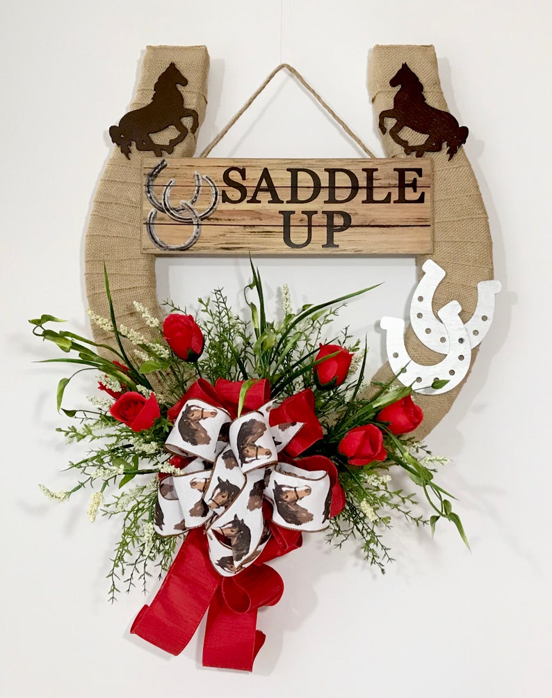 Kentucky Derby Horseshoe Wreath Red Roses Derby Decoration Etsy