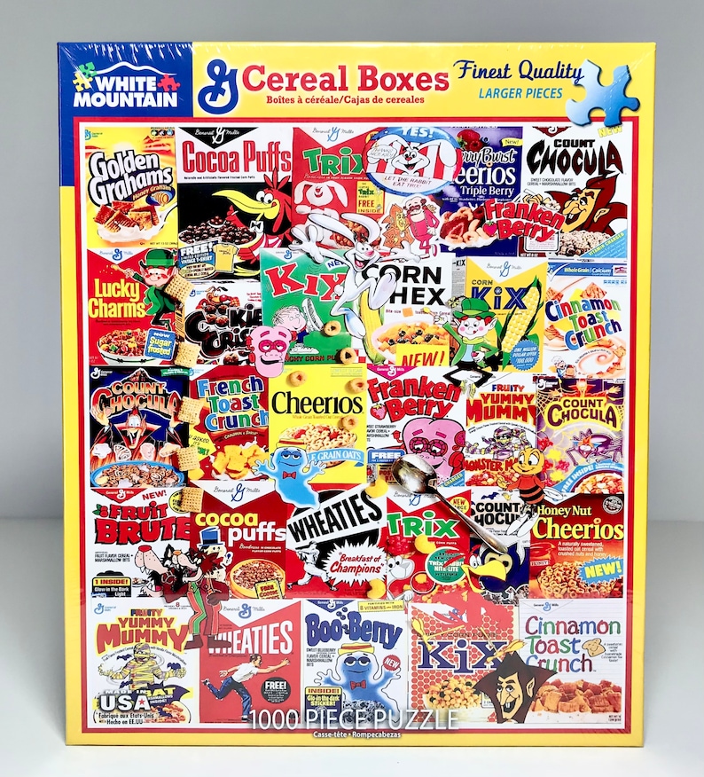 White Mountain GM Cereal Boxes, 1000 Piece Jigsaw Puzzle, Puzzle