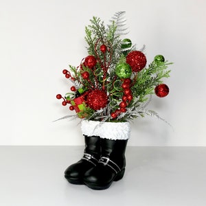 Christmas Ceramic Santa Boots Present Centerpiece, Holidays Christmas ...