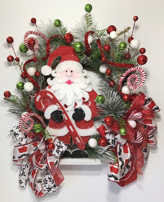 Large Santa Grapevine Wreath Foam Santa Christmas Door | Etsy