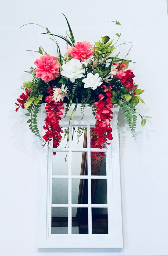 Flower Box Window Pane Wall Mirror White Frame Fl Flower Box Window Pane Wall Mirror