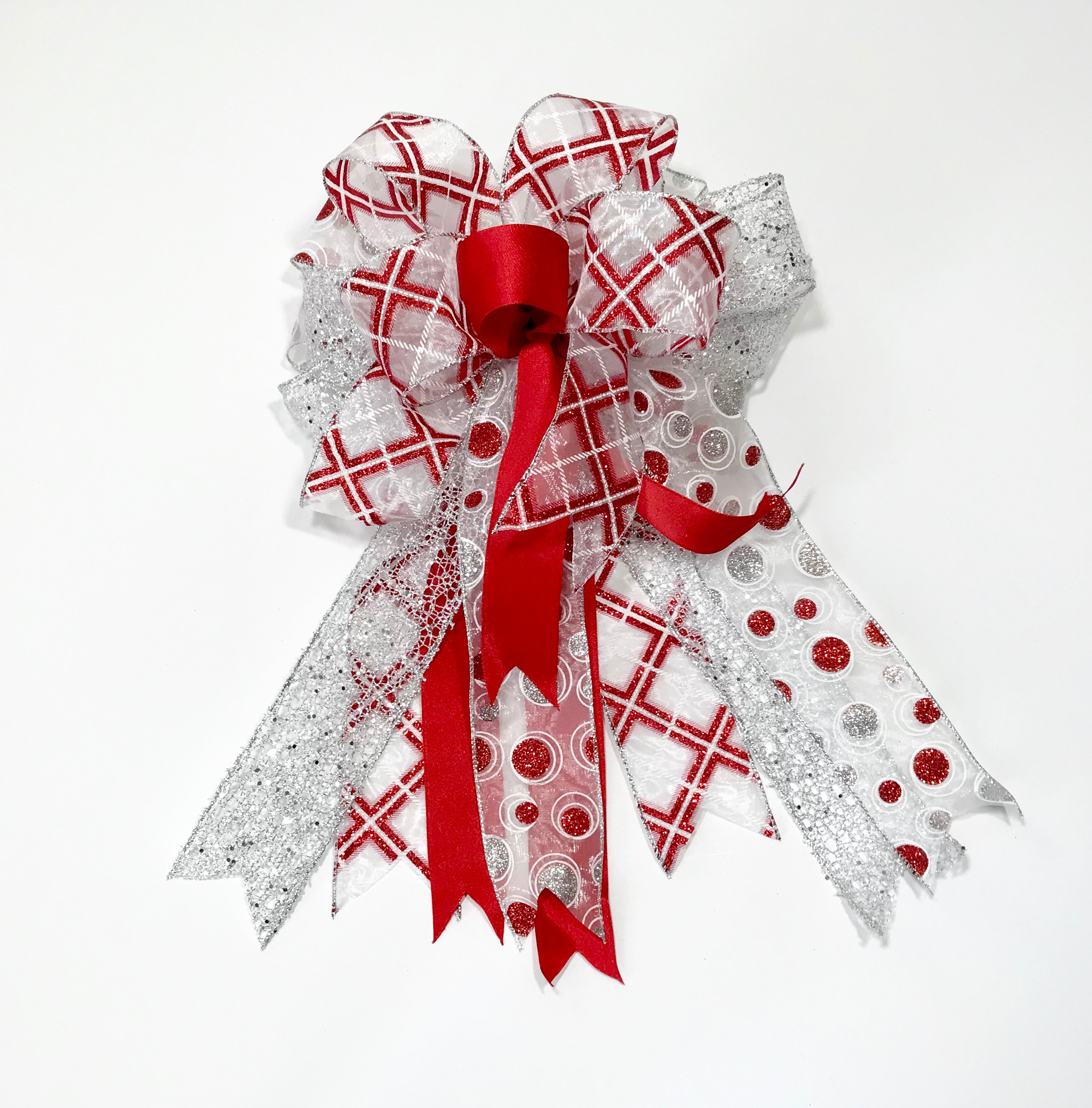 Large Christmas Decoration 4 Ribbon Bow Premade Christmas Etsy