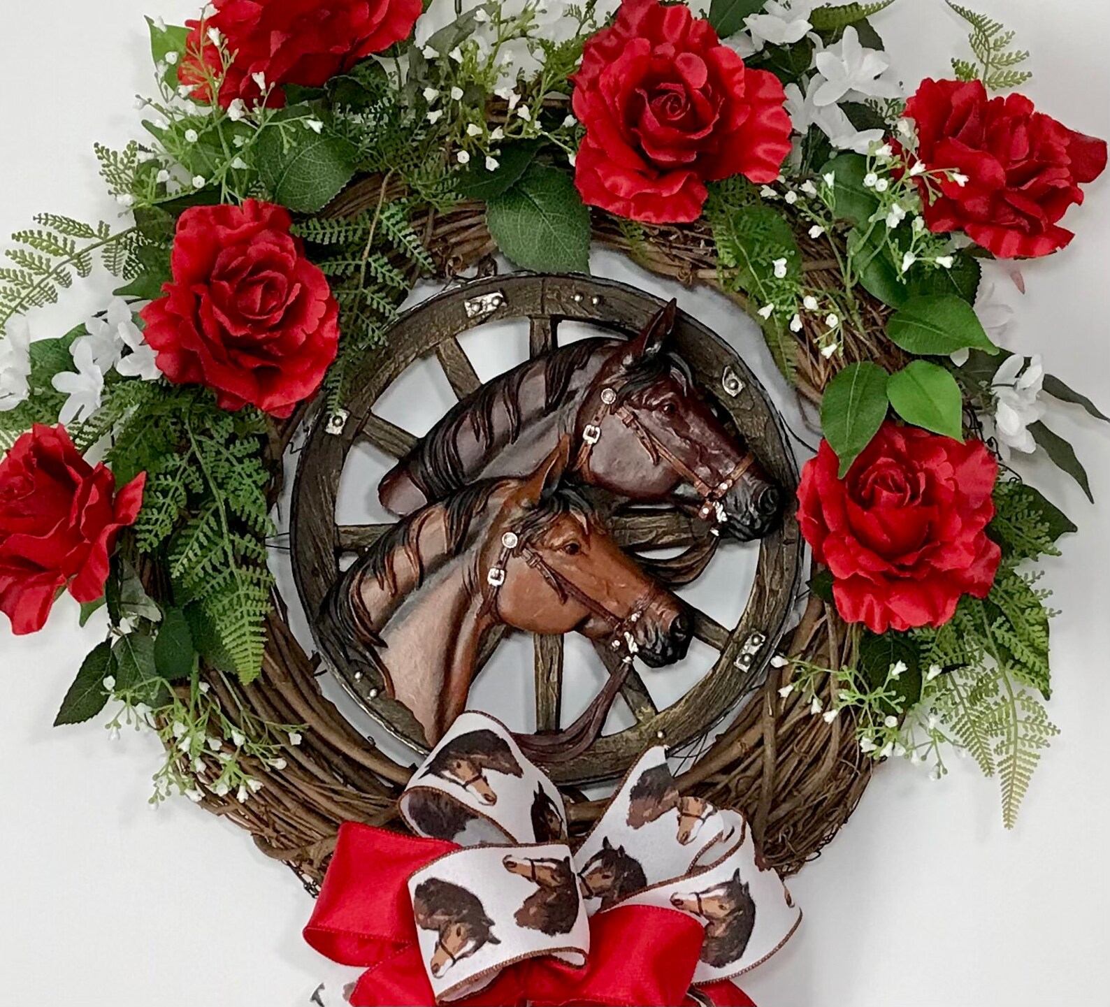 Kentucky Derby Horses Roses Equine Grapevine Wreath, Derby Party Wreath ...