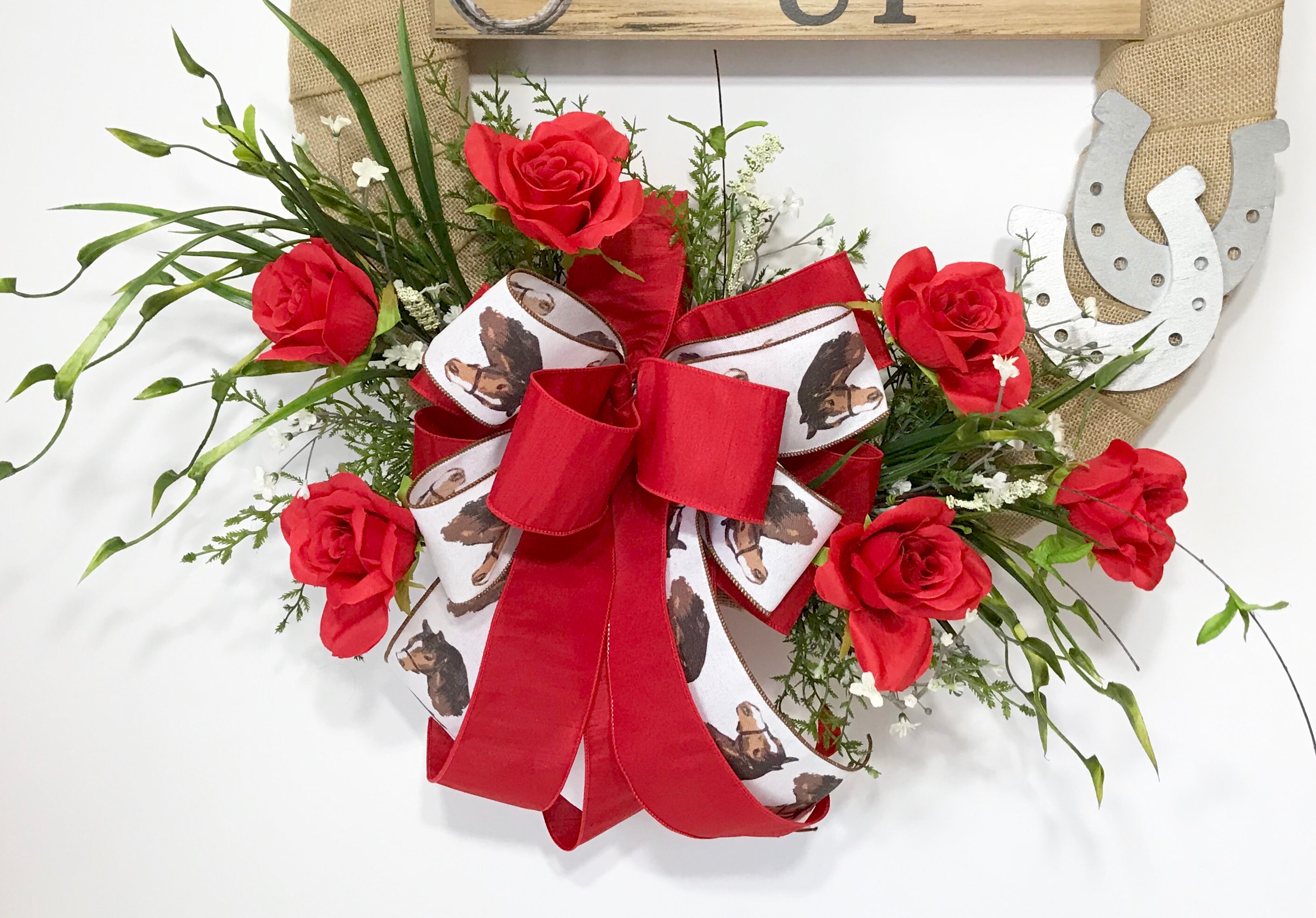 Kentucky Derby Horseshoe Wreath Red Roses Derby Decoration Etsy