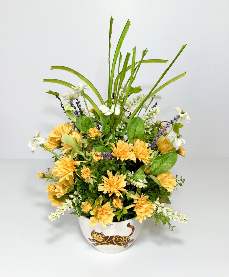 Ceramic Cat Lovers Bowl Floral Arrangement Novelty Flower | Etsy