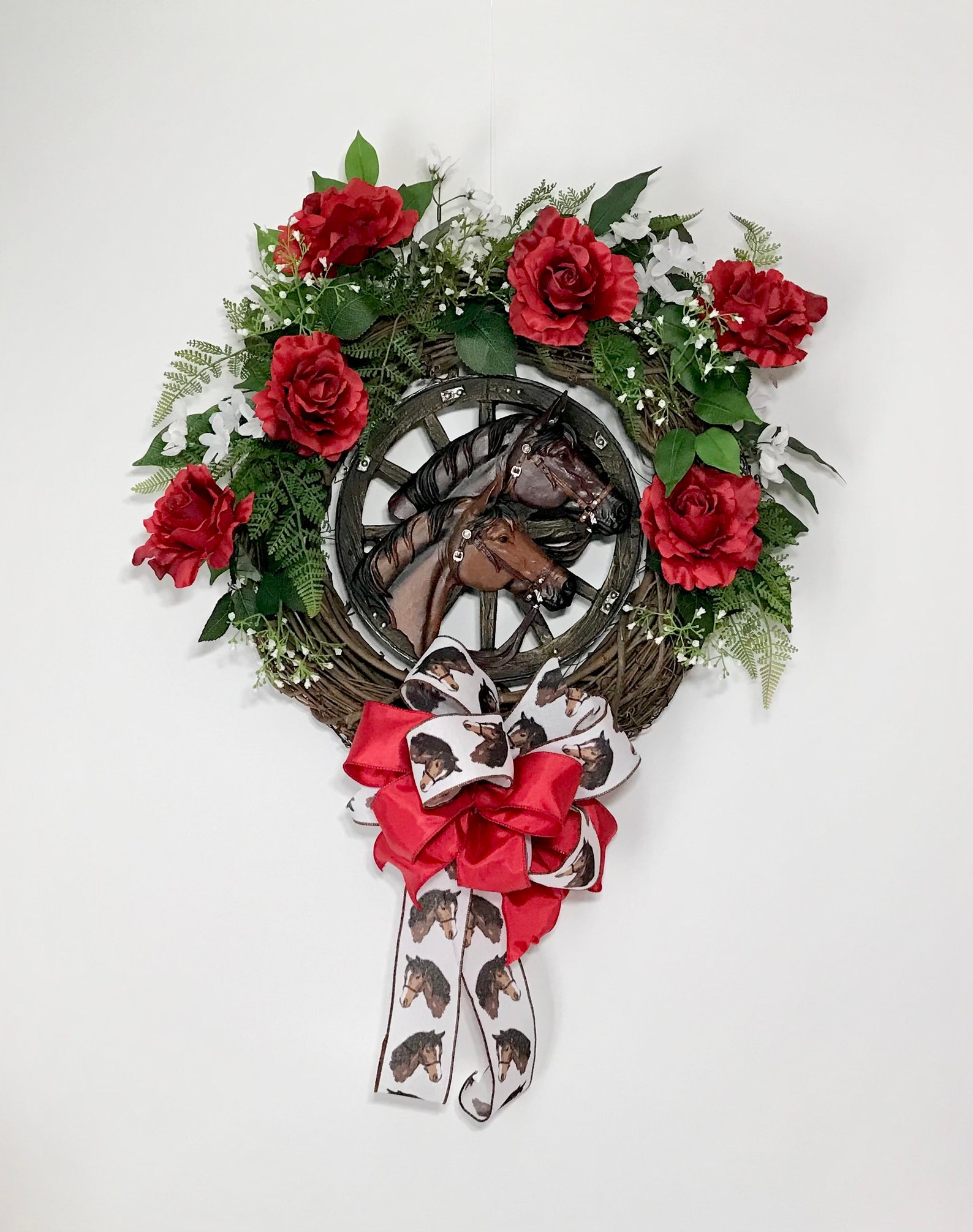 Kentucky Derby Horses Roses Equine Grapevine Wreath, Derby Party Wreath ...