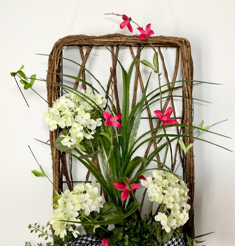 Grapevine Woven Hanging Tobacco Basket Faux Floral Wall Etsy