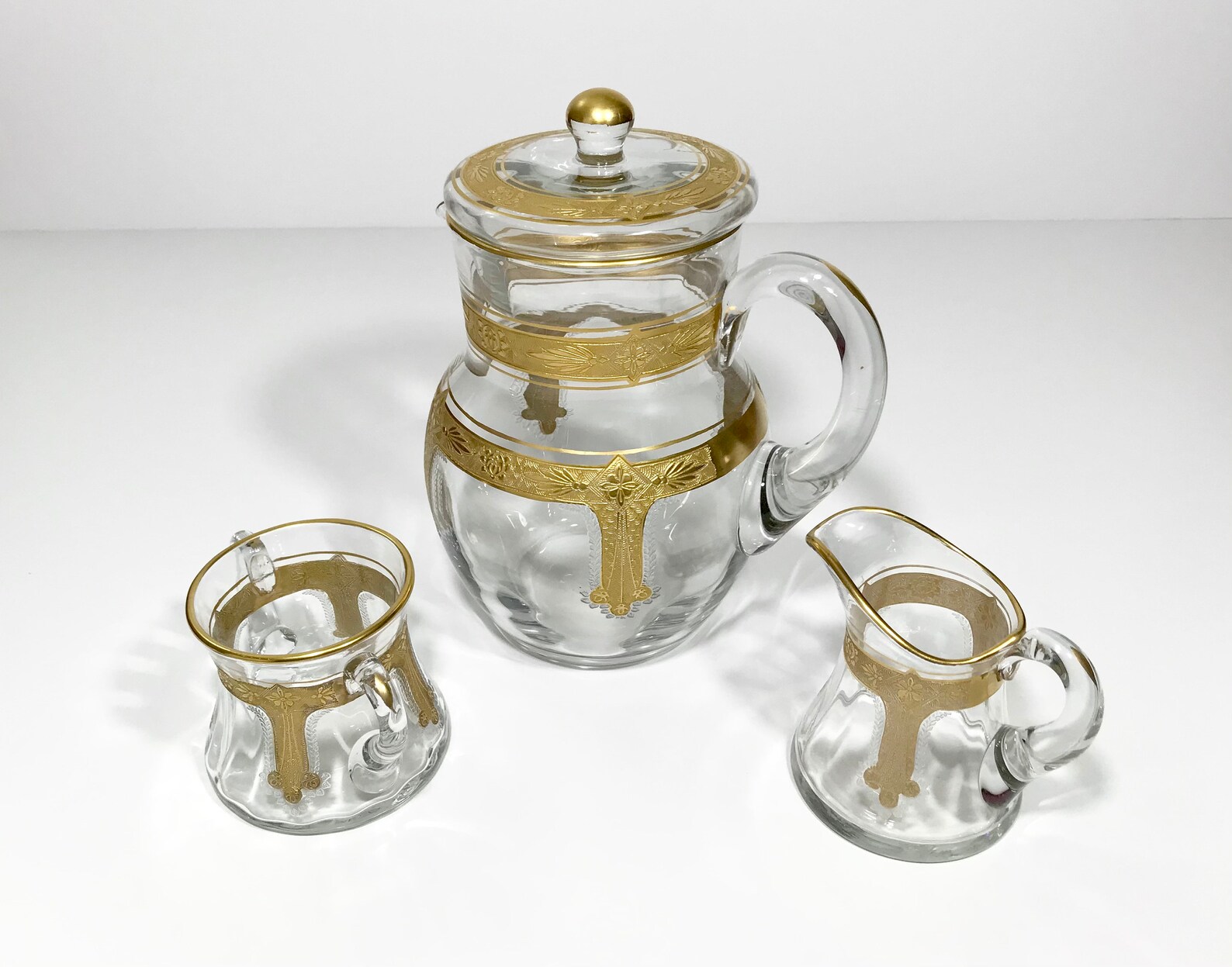 Elegant Crystal Glass Pitcher With Lid Sugar Creamer Tea Etsy