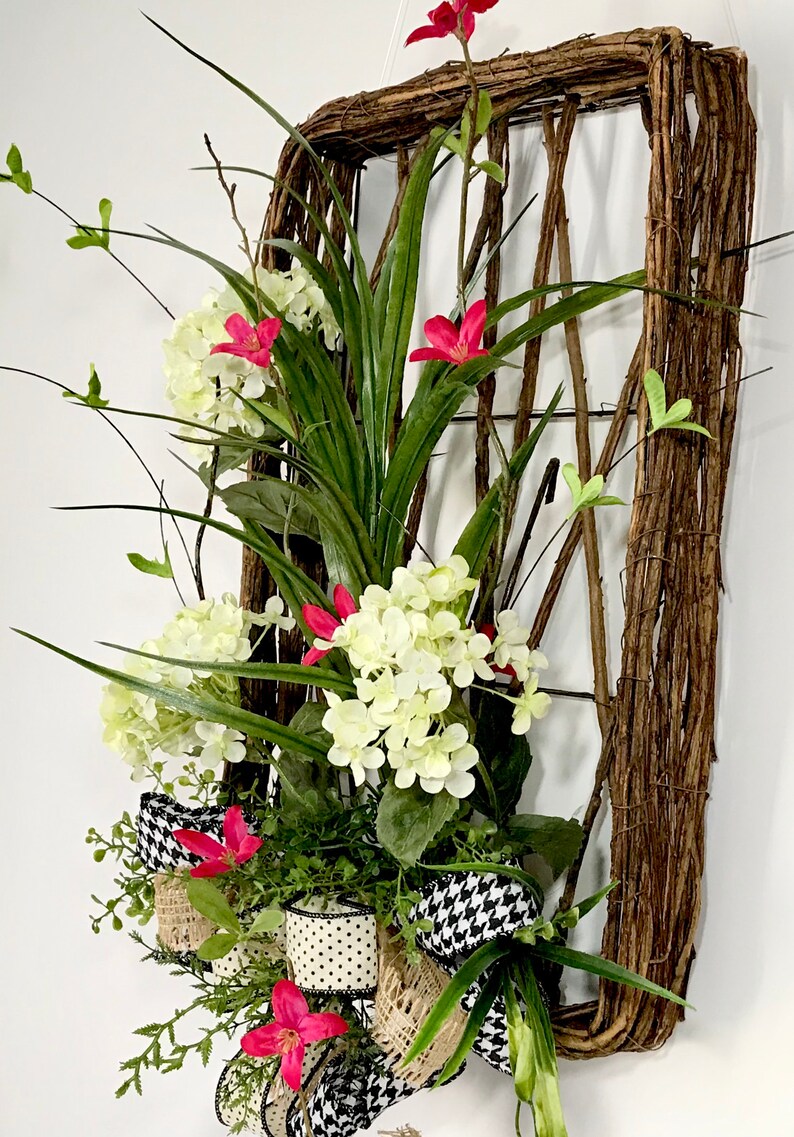 Grapevine Woven Hanging Tobacco Basket Faux Floral Wall Etsy