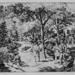 Central Park by Harry Wickey 1930s Etching Original Book Print